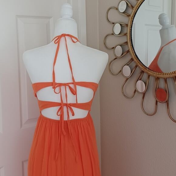 Superdown Ariana Tangerine Halter Maxi Dress XS NWT - Picture 7 of 15